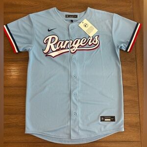 Nike Light Blue Polyester Apparel Texas Rangers Cory Seager Size L